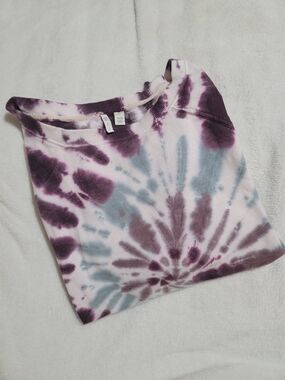 Cato Tie-Dye Crewneck Sweatshirt Top Purple & Gray Distressed Sz 18/20 Oversized